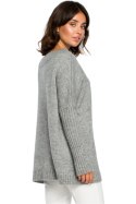 Sweter Damski Model BK009 Grey - BE Knit BE Knit Sweter Damski Model BK009 Grey - BE Knit BE Knit