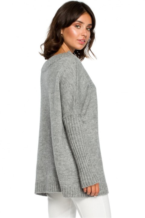 Sweter Damski Model BK009 Grey - BE Knit BE Knit Sweter Damski Model BK009 Grey - BE Knit BE Knit