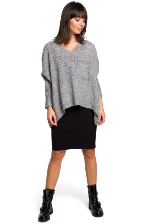 Sweter Damski Model BK018 Grey - BE Knit BE Knit Sweter Damski Model BK018 Grey - BE Knit BE Knit