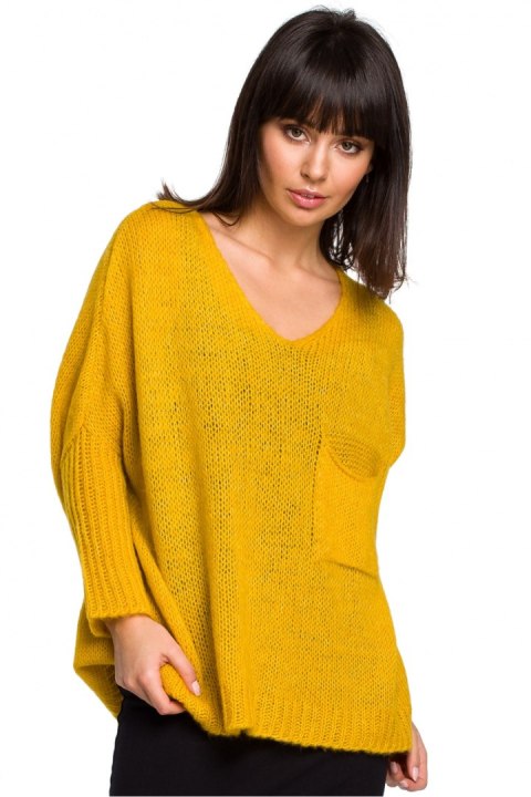 Sweter Damski Model BK018 Honey - BE Knit BE Knit Sweter Damski Model BK018 Honey - BE Knit BE Knit