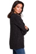 Sweter Damski Model BK038 Antracyt - BE Knit BE Knit Sweter Damski Model BK038 Antracyt - BE Knit BE Knit