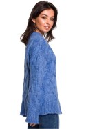 Sweter Damski Model BK038 Blue - BE Knit BE Knit Sweter Damski Model BK038 Blue - BE Knit BE Knit