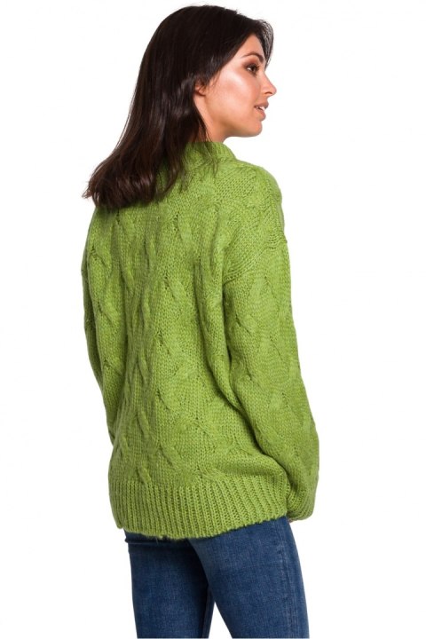 Sweter Damski Model BK038 Green - BE Knit BE Knit Sweter Damski Model BK038 Green - BE Knit BE Knit