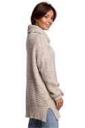 Sweter Damski Model BK047 Beige - BE Knit BE Knit Sweter Damski Model BK047 Beige - BE Knit BE Knit