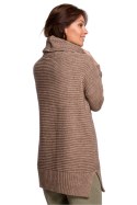 Sweter Damski Model BK047 Cappuccino - BE Knit BE Knit Sweter Damski Model BK047 Cappuccino - BE Knit BE Knit