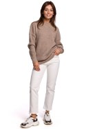 Sweter Damski Model BK052 Cappuccino - BE Knit BE Knit Sweter Damski Model BK052 Cappuccino - BE Knit BE Knit