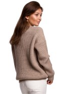 Sweter Damski Model BK052 Cappuccino - BE Knit BE Knit Sweter Damski Model BK052 Cappuccino - BE Knit BE Knit