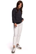 Sweter Damski Model BK052 Grafit - BE Knit BE Knit Sweter Damski Model BK052 Grafit - BE Knit BE Knit