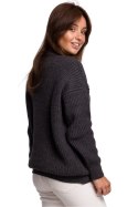 Sweter Damski Model BK052 Grafit - BE Knit BE Knit Sweter Damski Model BK052 Grafit - BE Knit BE Knit