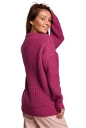 Sweter Damski Model BK052 Wrzos - BE Knit BE Knit Sweter Damski Model BK052 Wrzos - BE Knit BE Knit