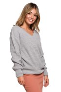 Sweter Damski Model BK075 Grey - BE Knit BE Knit Sweter Damski Model BK075 Grey - BE Knit BE Knit
