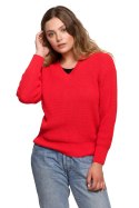 Sweter Damski Model BK075 Red - BE Knit BE Knit Sweter Damski Model BK075 Red - BE Knit BE Knit