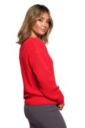 Sweter Damski Model BK075 Red - BE Knit BE Knit Sweter Damski Model BK075 Red - BE Knit BE Knit