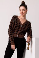 Sweter Damski Model BK104 Brown - BE Knit BE Knit Sweter Damski Model BK104 Brown - BE Knit BE Knit