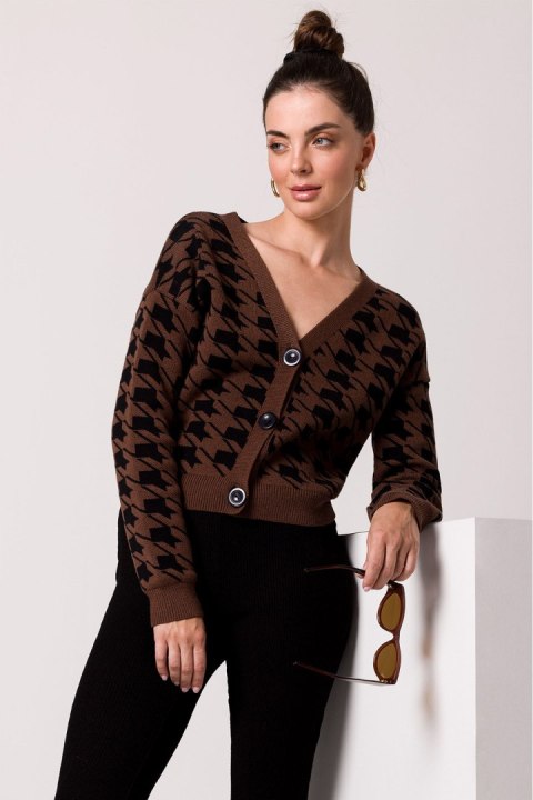 Sweter Damski Model BK104 Brown - BE Knit BE Knit Sweter Damski Model BK104 Brown - BE Knit BE Knit