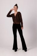 Sweter Damski Model BK104 Brown - BE Knit BE Knit Sweter Damski Model BK104 Brown - BE Knit BE Knit