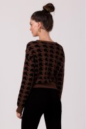 Sweter Damski Model BK104 Brown - BE Knit BE Knit Sweter Damski Model BK104 Brown - BE Knit BE Knit