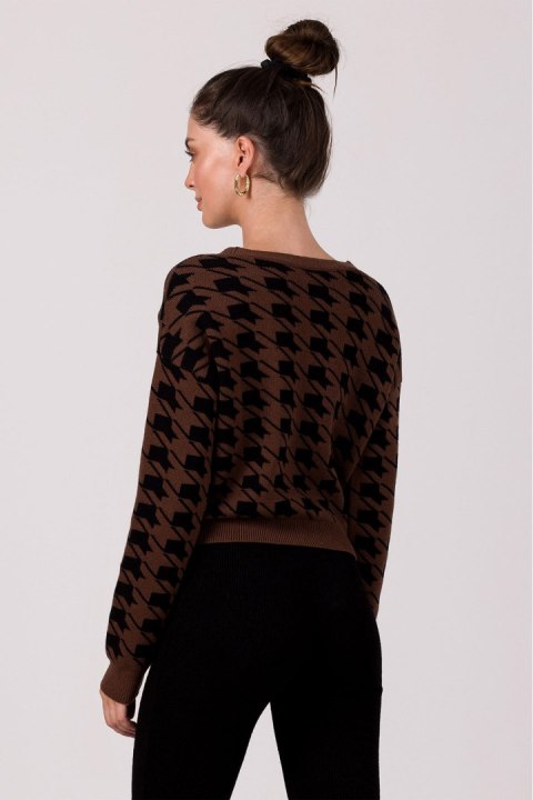 Sweter Damski Model BK104 Brown - BE Knit BE Knit Sweter Damski Model BK104 Brown - BE Knit BE Knit