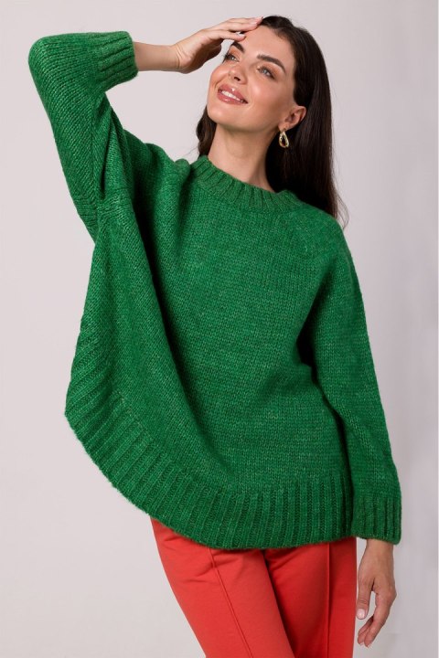 Sweter Damski Model BK105 Szmaragd - BE Knit BE Knit Sweter Damski Model BK105 Szmaragd - BE Knit BE Knit