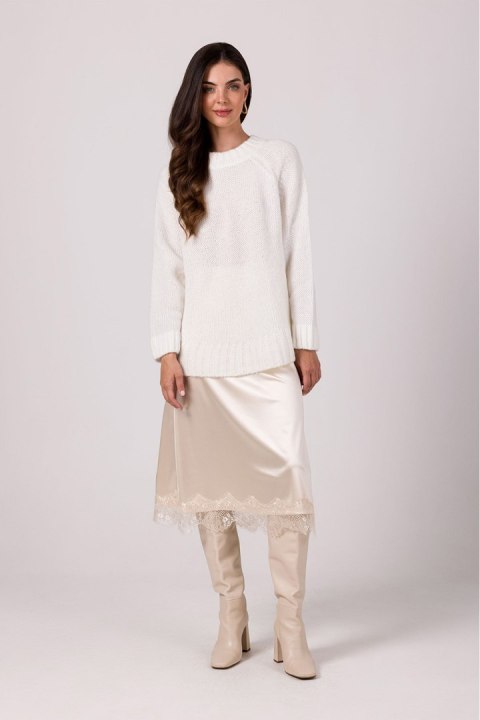 Sweter Damski Model BK105 White - BE Knit BE Knit Sweter Damski Model BK105 White - BE Knit BE Knit