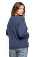 Sweter Kardigan Model BK074 Blue - BE Knit BE Knit Sweter Kardigan Model BK074 Blue - BE Knit BE Knit
