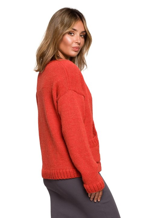 Sweter Kardigan Model BK074 Orange - BE Knit BE Knit Sweter Kardigan Model BK074 Orange - BE Knit BE Knit