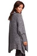 Sweter Ponczo Model BK049 Antracyt - BE Knit BE Knit Sweter Ponczo Model BK049 Antracyt - BE Knit BE Knit