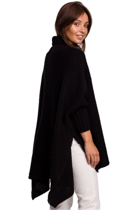 Sweter Ponczo Model BK049 Black - BE Knit BE Knit Sweter Ponczo Model BK049 Black - BE Knit BE Knit
