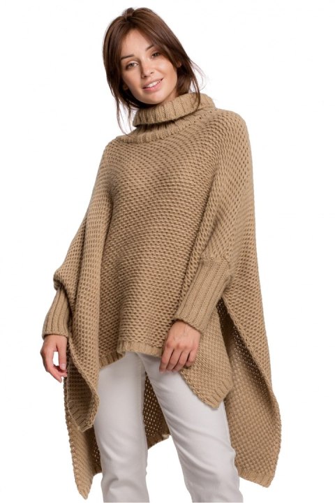 Sweter Ponczo Model BK049 Camel - BE Knit BE Knit Sweter Ponczo Model BK049 Camel - BE Knit BE Knit