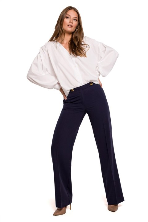 Spodnie Damskie Model K114 Navy - Makover Makover Spodnie Damskie Model K114 Navy - Makover Makover