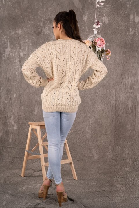 Sweter Damski Model Marynesta Beige - Merribel Merribel Sweter Damski Model Marynesta Beige - Merribel Merribel
