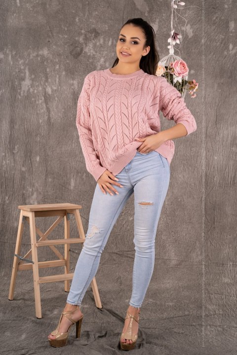 Sweter Damski Model Marynesta Powder Pink - Merribel Merribel Sweter Damski Model Marynesta Powder Pink - Merribel Merribel