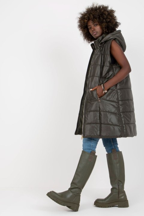 Kamizelka Model TW-KZ-BI-82019.09 Khaki - Och Bella Och Bella Kamizelka Model TW-KZ-BI-82019.09 Khaki - Och Bella Och Bella