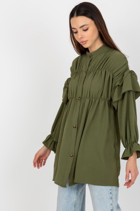 Koszula Damska Model TW-KS-BI-2021745.13X Khaki - Och Bella Och Bella Koszula Damska Model TW-KS-BI-2021745.13X Khaki - Och Bella Och Bella