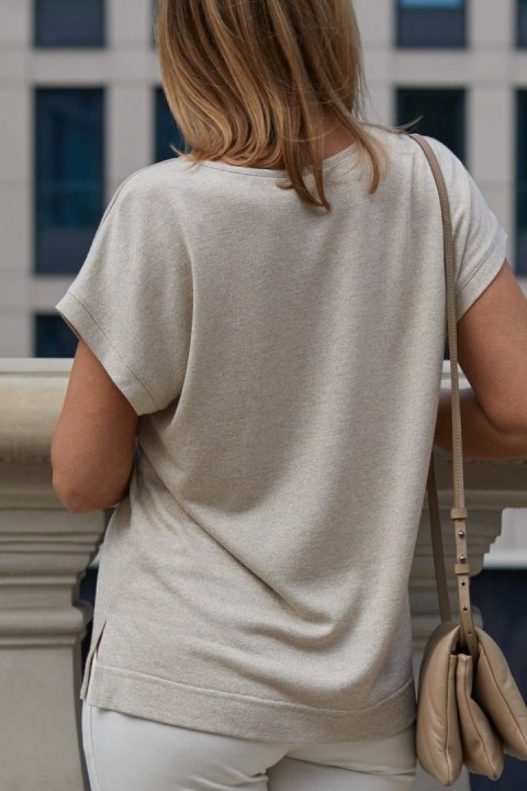 Bluzka Model M386/1 Lurex/Beige - La Aurora La Aurora Bluzka Model M386/1 Lurex/Beige - La Aurora La Aurora