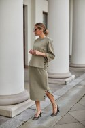 Spódnica Komplet Model M329/2 Khaki - La Aurora La Aurora Spódnica Komplet Model M329/2 Khaki - La Aurora La Aurora