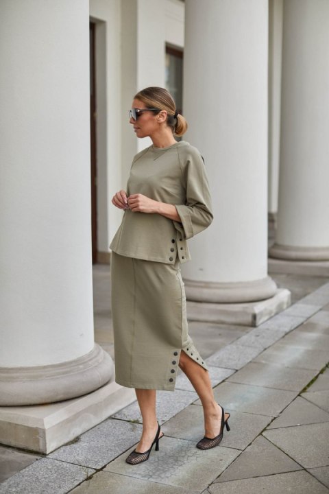 Spódnica Komplet Model M329/2 Khaki - La Aurora La Aurora Spódnica Komplet Model M329/2 Khaki - La Aurora La Aurora