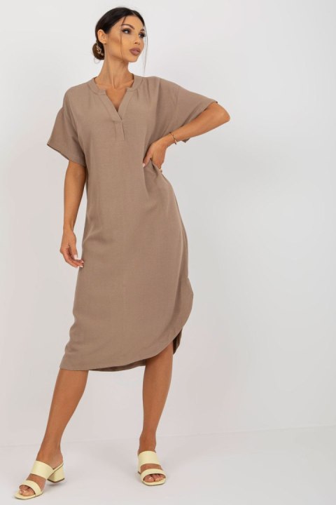 Sukienka Model TW-SK-BE-AZ101.40P Dark Beige - Och Bella Och Bella Sukienka Model TW-SK-BE-AZ101.40P Dark Beige - Och Bella Och Bella