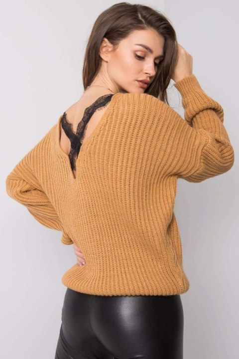 Sweter Damski Model TW-SW-BI-19710.11 Camel - Och Bella Och Bella Sweter Damski Model TW-SW-BI-19710.11 Camel - Och Bella Och Bella