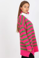 Sweter Damski Model TW-SW-BI-M59.25 Pink - Och Bella Och Bella Sweter Damski Model TW-SW-BI-M59.25 Pink - Och Bella Och Bella