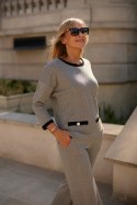 Bluzka Model M418/A Jodełka/Lurex/Grey - La Aurora La Aurora Bluzka Model M418/A Jodełka/Lurex/Grey - La Aurora La Aurora