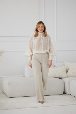 Spodnie Damskie Model M419/D Jodełka/Beige/Lurex - La Aurora La Aurora