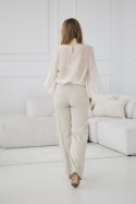 Spodnie Damskie Model M419/D Jodełka/Beige/Lurex - La Aurora La Aurora Spodnie Damskie Model M419/D Jodełka/Beige/Lurex - La Aurora La Aurora