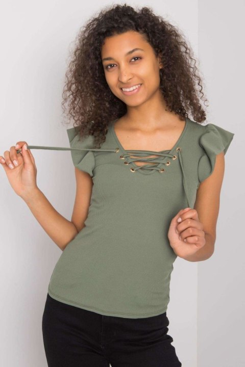 Bluzka Model DHJ-BZ-13301.34P Khaki - Italy Moda Italy Moda Bluzka Model DHJ-BZ-13301.34P Khaki - Italy Moda Italy Moda