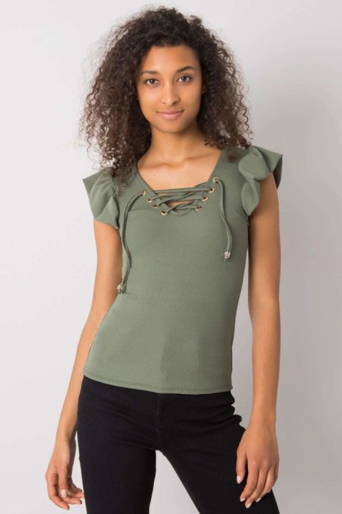 Bluzka Model DHJ-BZ-13301.34P Khaki - Italy Moda Italy Moda Bluzka Model DHJ-BZ-13301.34P Khaki - Italy Moda Italy Moda