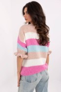Sweter Damski Model MI-SW-1903.94 White/Pink - Italy Moda Italy Moda Sweter Damski Model MI-SW-1903.94 White/Pink - Italy Moda Italy Moda