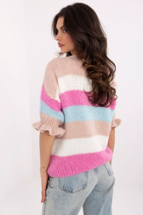 Sweter Damski Model MI-SW-1903.94 White/Pink - Italy Moda Italy Moda Sweter Damski Model MI-SW-1903.94 White/Pink - Italy Moda Italy Moda