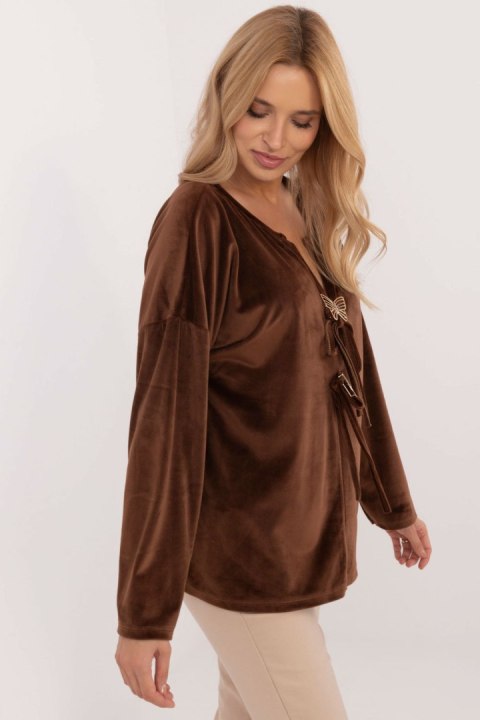 Bluzka Model DHJ-BZ-19916.03P Brown - Italy Moda Italy Moda Bluzka Model DHJ-BZ-19916.03P Brown - Italy Moda Italy Moda
