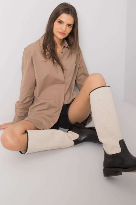 Koszula Damska Model EM-KS-005.34 Dark Beige - Ex Moda Ex Moda Koszula Damska Model EM-KS-005.34 Dark Beige - Ex Moda Ex Moda