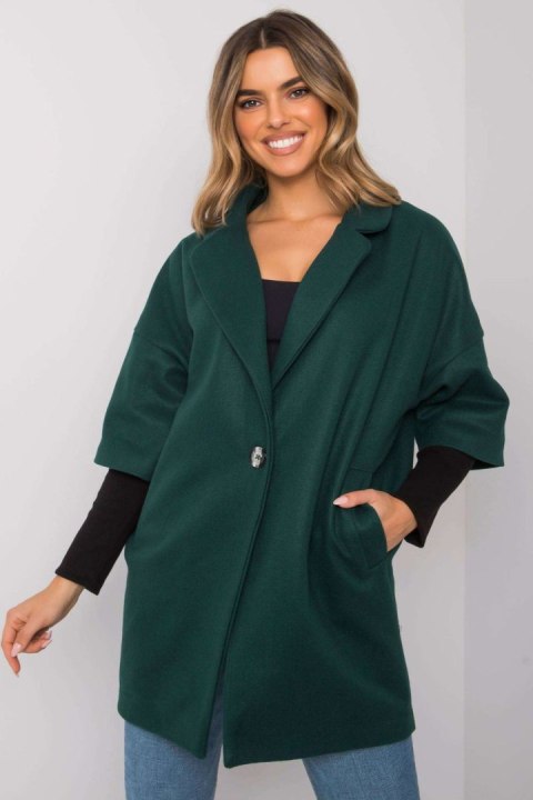 Płaszcz Damski Model CHA-PL-0409.30X Dark Green - Rue Paris Rue Paris Płaszcz Damski Model CHA-PL-0409.30X Dark Green - Rue Paris Rue Paris